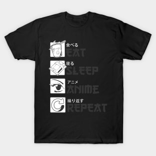 Eat Sleep Anime Repeat Black T-Shirt